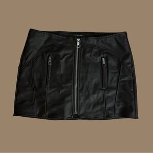 Wild Fable Black Zippered Leather Skirt